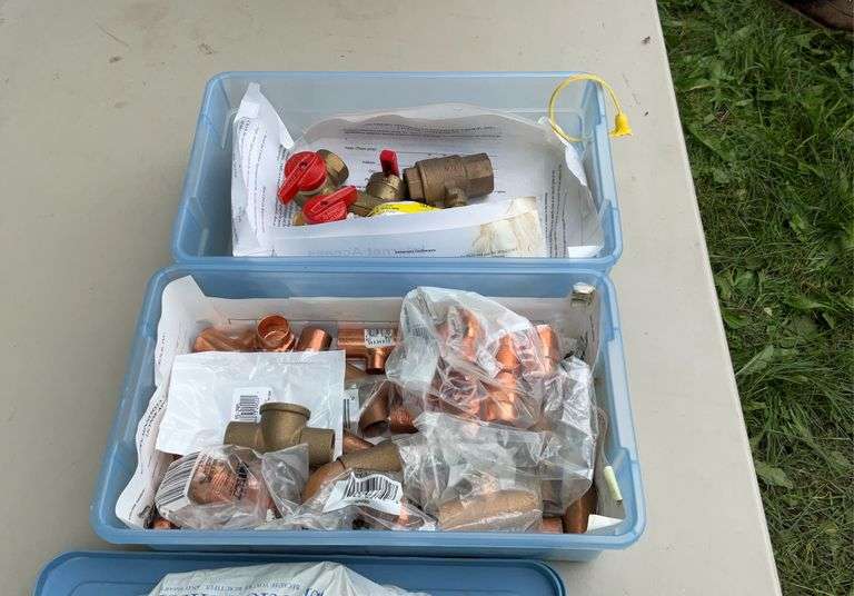 2 totes of copper fittings