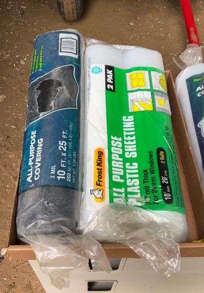 3 rolls of plastic and a work light