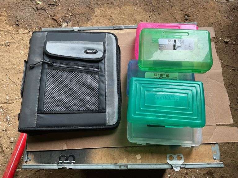 Flat of pencil boxes and three ring binder