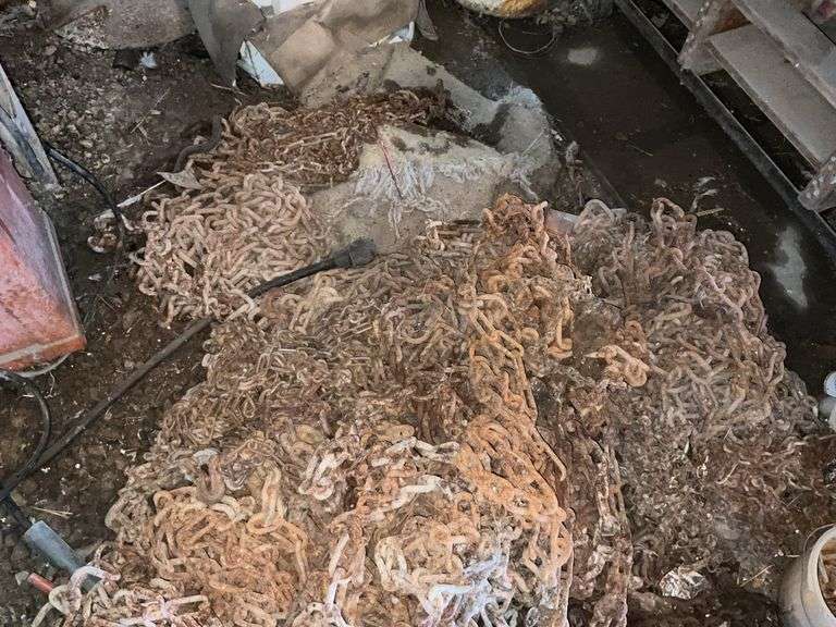 Pile of tractor and truck tire chains