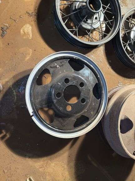 (3) Vintage 5 bolt Heavy Truck Rims(One has been painted)