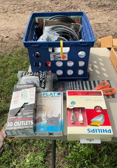 Tote of electrical supplies