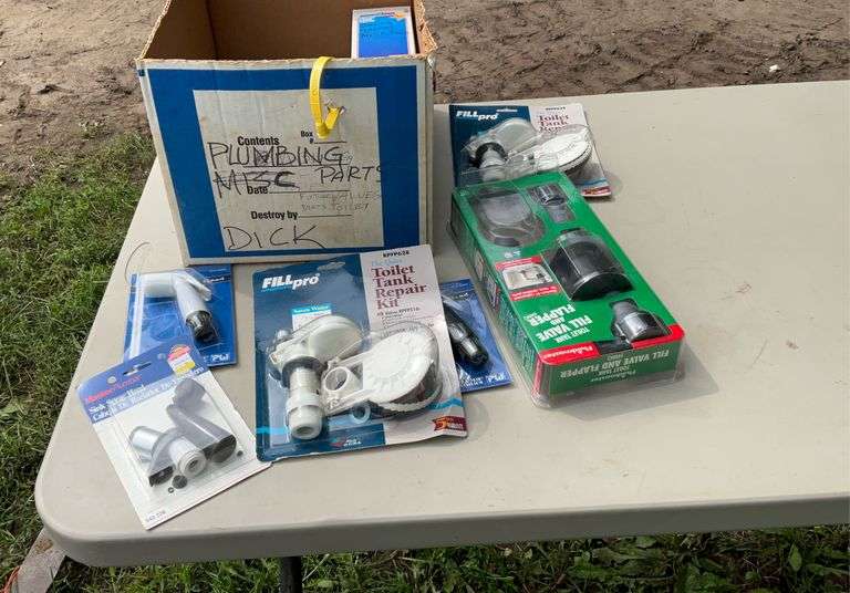 Box of plumbing supplies