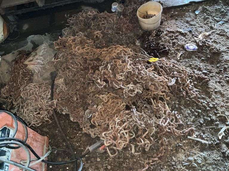 Pile of tractor and truck tire chains