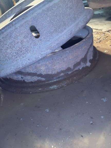 (3) Vintage 5 bolt Heavy Truck Rims(One has been painted)