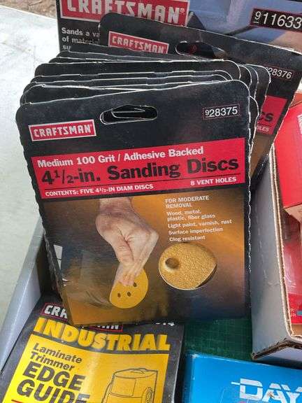 Flat with craftsman 3D sander, sanding disks, automotive parts