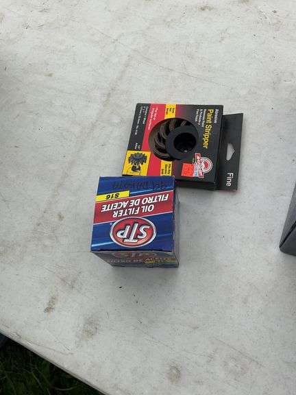 Sanding supplies, abrasive wheels, crack filler, misc