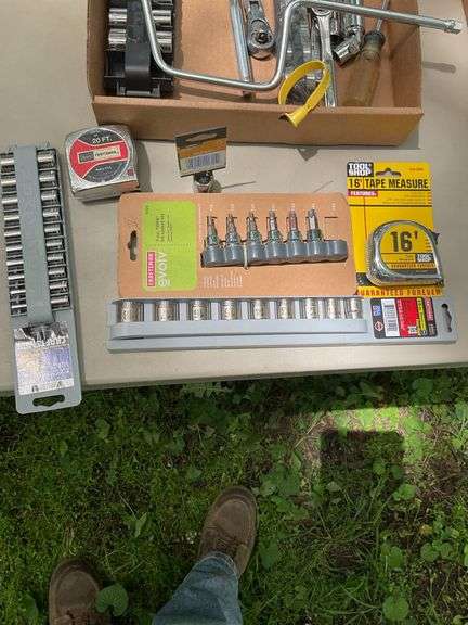 Flat of craftsman 1/2 & 3/8 sockets, speed wrench, bits
