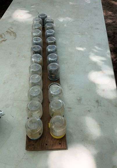 Small nut bolt & screw organizer in baby food jars