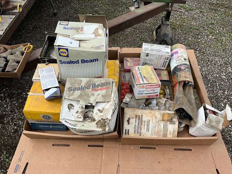 Flat of wire nuts, zip ties, & sealed beam lamps