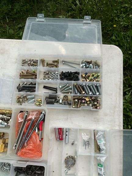 5 storage boxes w/contents