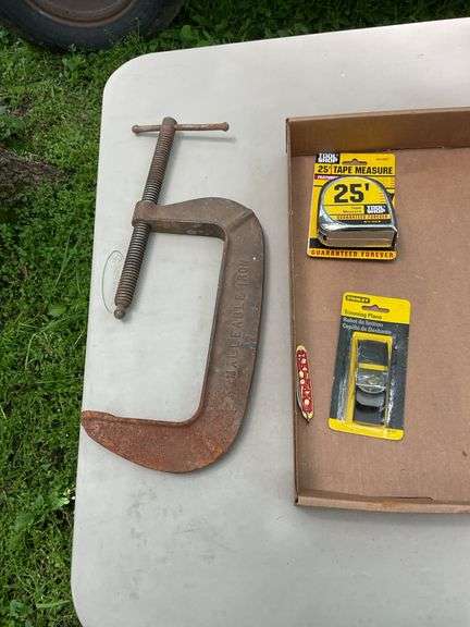 Flat of tape measures, clamps,bits