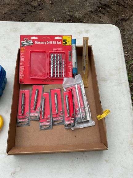 Flat of drill bits & extension cord adapters