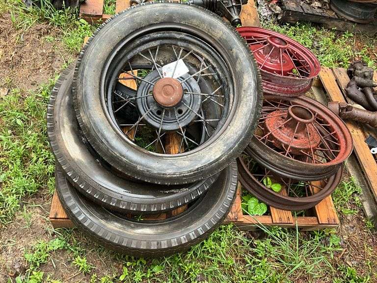 Assorted 5 Bolt Spoked Wheels, 19” Tires