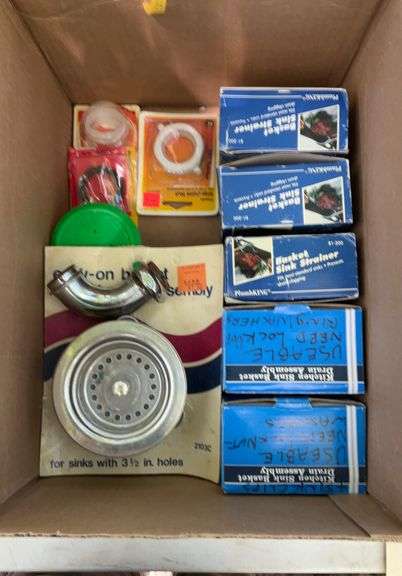 Box of plumbing supplies