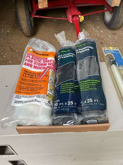 3 rolls of plastic and work light