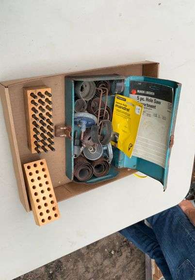 Flat of steel letters, 1/8" ; hole saw bits