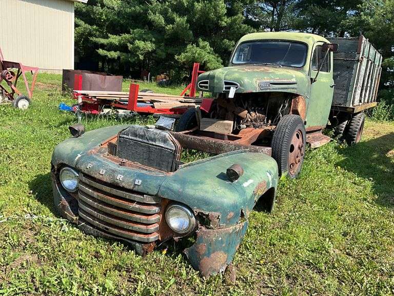 Ford Model 8R8T F-5 Single Axle Truck with 12' Box, Flat Head V-8 (Front pi