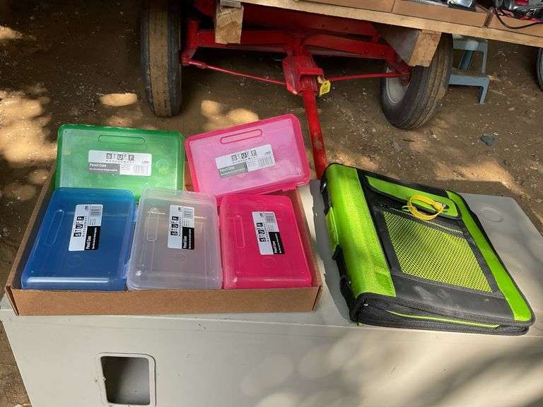 3 ring binder and pencil boxes