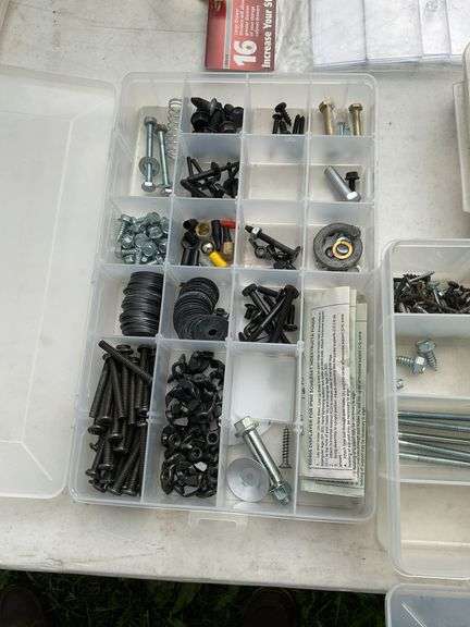 5 storage boxes w/contents