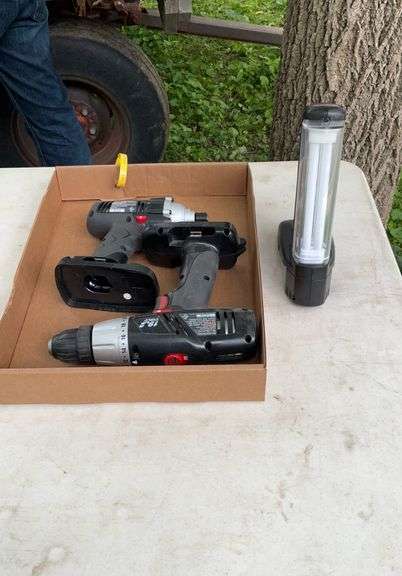 Flat of craftsman 19.2V drill, driver & work light, no batteries
