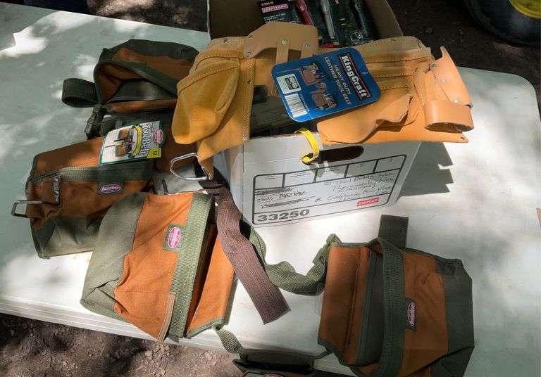 Box of carpenter belts, carbon monoxide detectors
