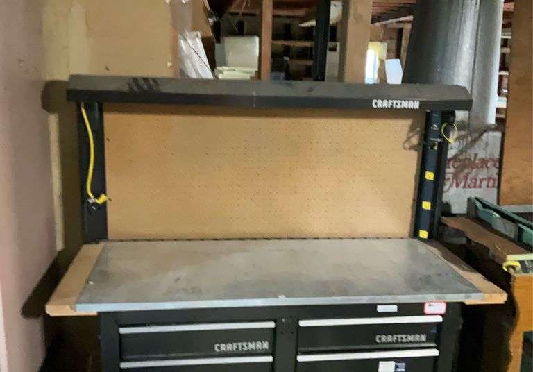 Craftsman workbench w/ power strips and lights 8 drawer 54 wide top