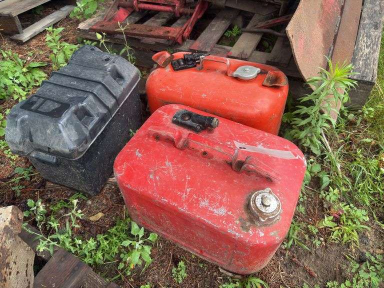 (2) Metal Boat Tanks, Plastic Battery Box