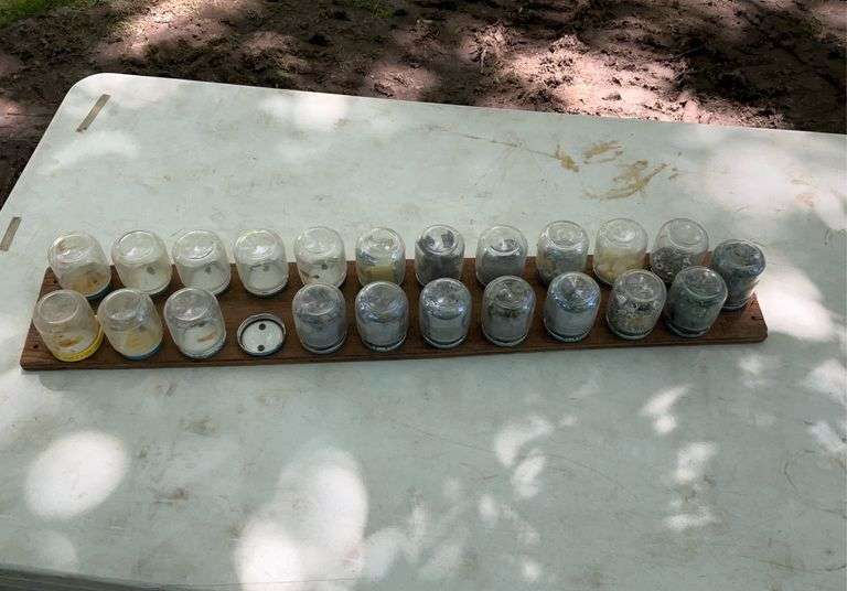 Small nut bolt & screw organizer in baby food jars