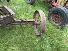 Steel wheeled cart(was once a saw rig) with Farm Master, Sears Roebuck and