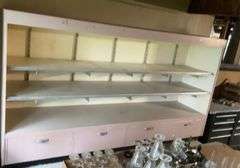 99 in long shelving unit w/ drawers