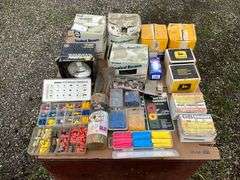 Flat of wire nuts, zip ties, & sealed beam lamps