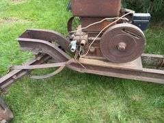 Steel wheeled cart(was once a saw rig) with Farm Master, Sears Roebuck and