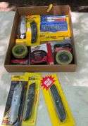 Flat of tape measures & utility knives