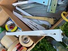 Flat of misc brackets & 4 wall cabinet brackets