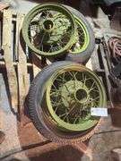 Ford Model T/A Parts -  Spoke wheels with three tires(Have been painted)(Un