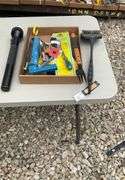 Flat with table saw push shoe, grill lighters, grill tools