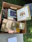 VIntage hat & box; cigar cases; boxes; misc
