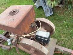 Steel wheeled cart(was once a saw rig) with Farm Master, Sears Roebuck and
