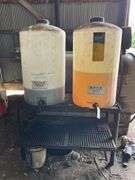 Oil Lubrication Station, (2) 65 Gallon Poly Totes, Stored Inside - barrels 