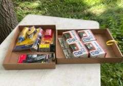 2 Flats of auto delay switch & chalk lines, razor blade knives