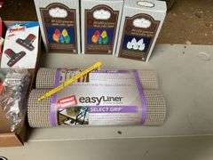 LED pinecone lights, shelf liners, and misc.