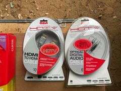 RCA 6 ft digit video cables, hdmi cables, and power strips