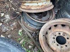 Assorted rims and tires - 5 and 6 bolt, 14” and 15” tires