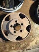 (3) Vintage 5 bolt Heavy Truck Rims(One has been painted)