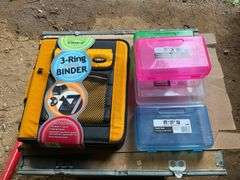 Flat of pencil boxes and three ring binder