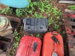 (2) Metal Boat Tanks, Plastic Battery Box