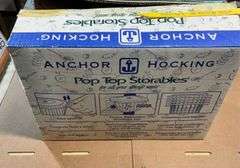 Anchor Hocking pop top storables and kenmore 6 piece stainless steel kitche