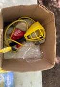 Box of tow straps & misc