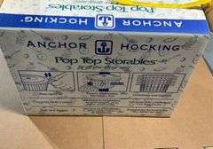 Anchor Hocking pop top storables and kenmore 6 piece stainless steel kitche